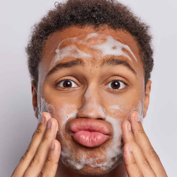 A man washing his face