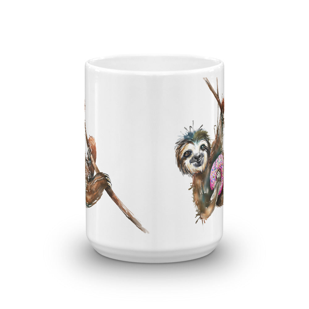 Download Sloth With Pink Sprinkle Donut Coffee Mug Nj3 Family Designs Llc