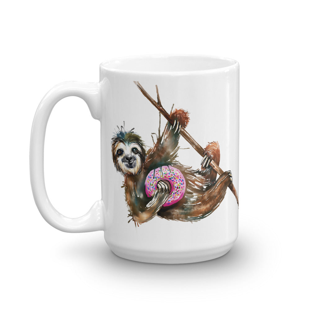 Download Sloth With Pink Sprinkle Donut Coffee Mug Nj3 Family Designs Llc