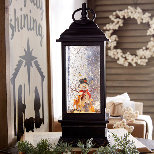 Raz Imports Snowman Lighted Water Lantern With Swirling Glitter