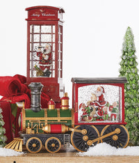 Musical Lighted Train Water Lantern Santa's List In Swirling Glitter With Optional Music Setting - USB Cord Included - 4000774