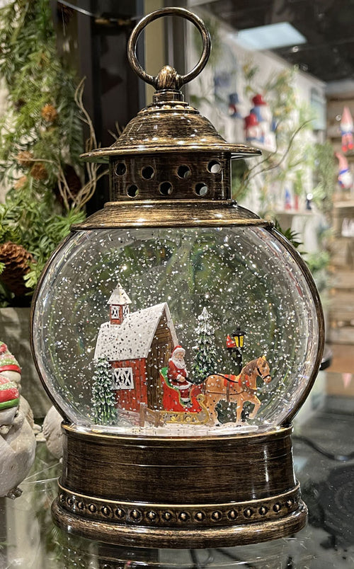 Melrose LED Snow Globe with Santa's Sleigh 11.5H