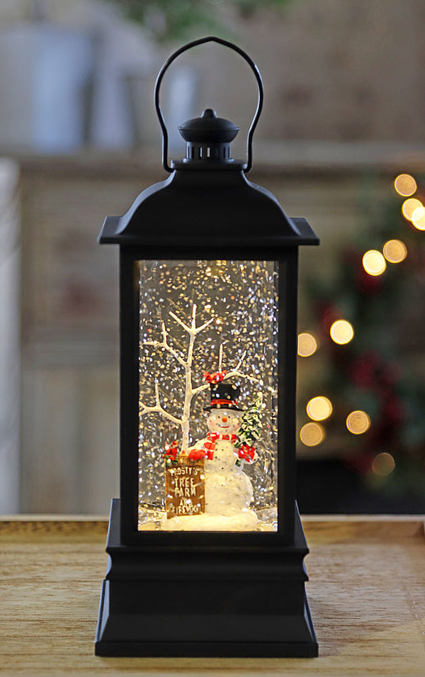 christmas lantern with swirling glitter