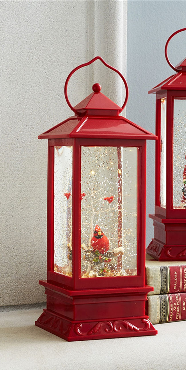 cardinal lighted lantern