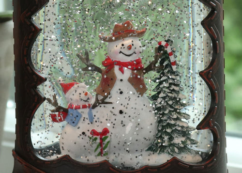 Cowboy Boot Lighted Water Lantern With Frosty The Snowman In