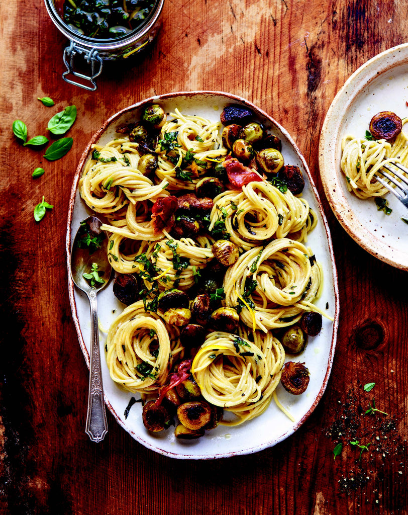 BrightRX: Lemon Basil Pasta with Balsamic Brussels Sprouts – Brightland