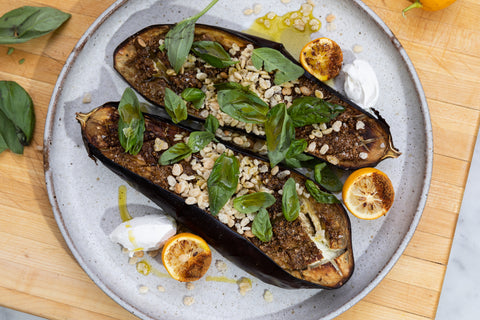 Lemony Slow Roasted Crispy Eggplant