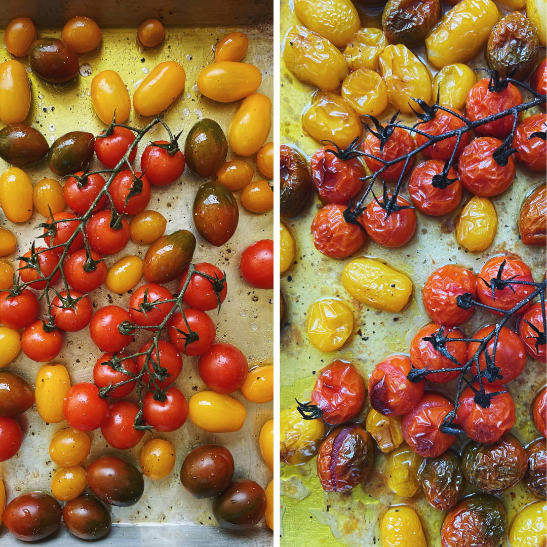 Pictured: Cherry tomatoes roasted in olive oil