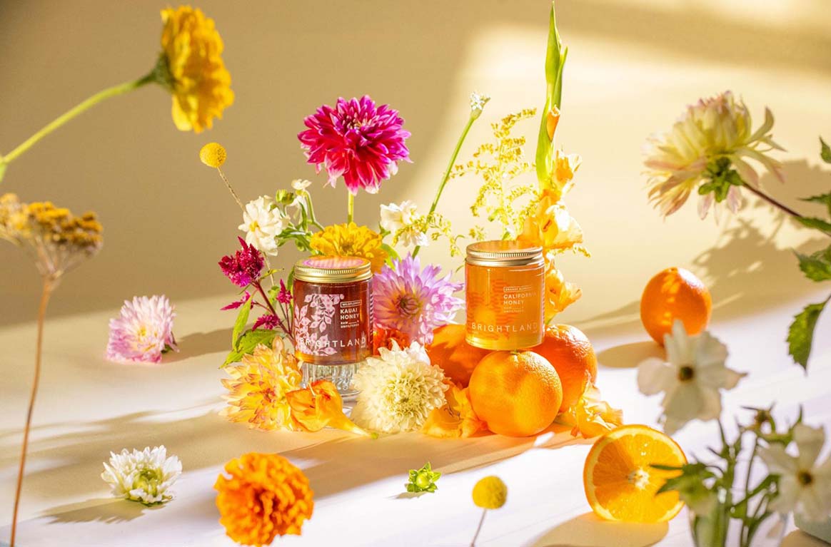 brightland honey duo with produce flowers