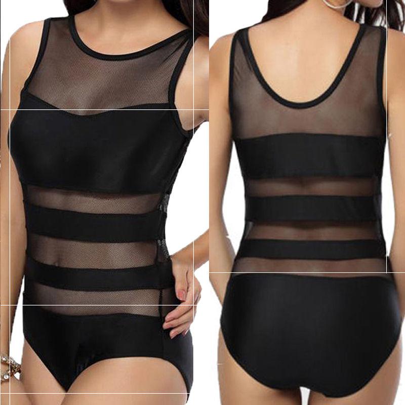 Sexy Women Mesh One-Piece Swimwear Lady Monokini Swimsuit Push Up Padded Bikini Backless Beachwear Bathing Suit Drop Shipping
