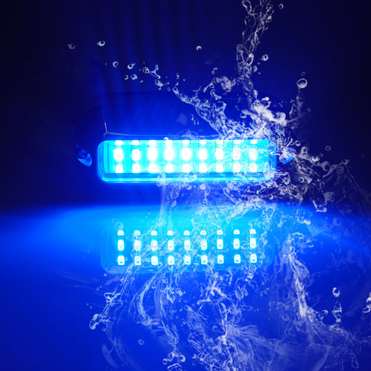 GenuineMarine-THALASSA Blue/Green/White IP68 Waterproof 3.7inch Underwater  Lights, Mini 27LEDs Led Lights for Yacht Pontoon Sailboat Kayak Accent Bass