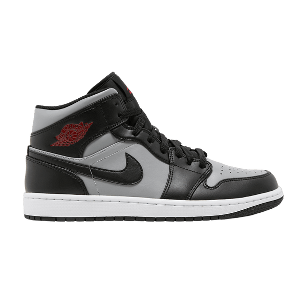 gray white and red jordan 1