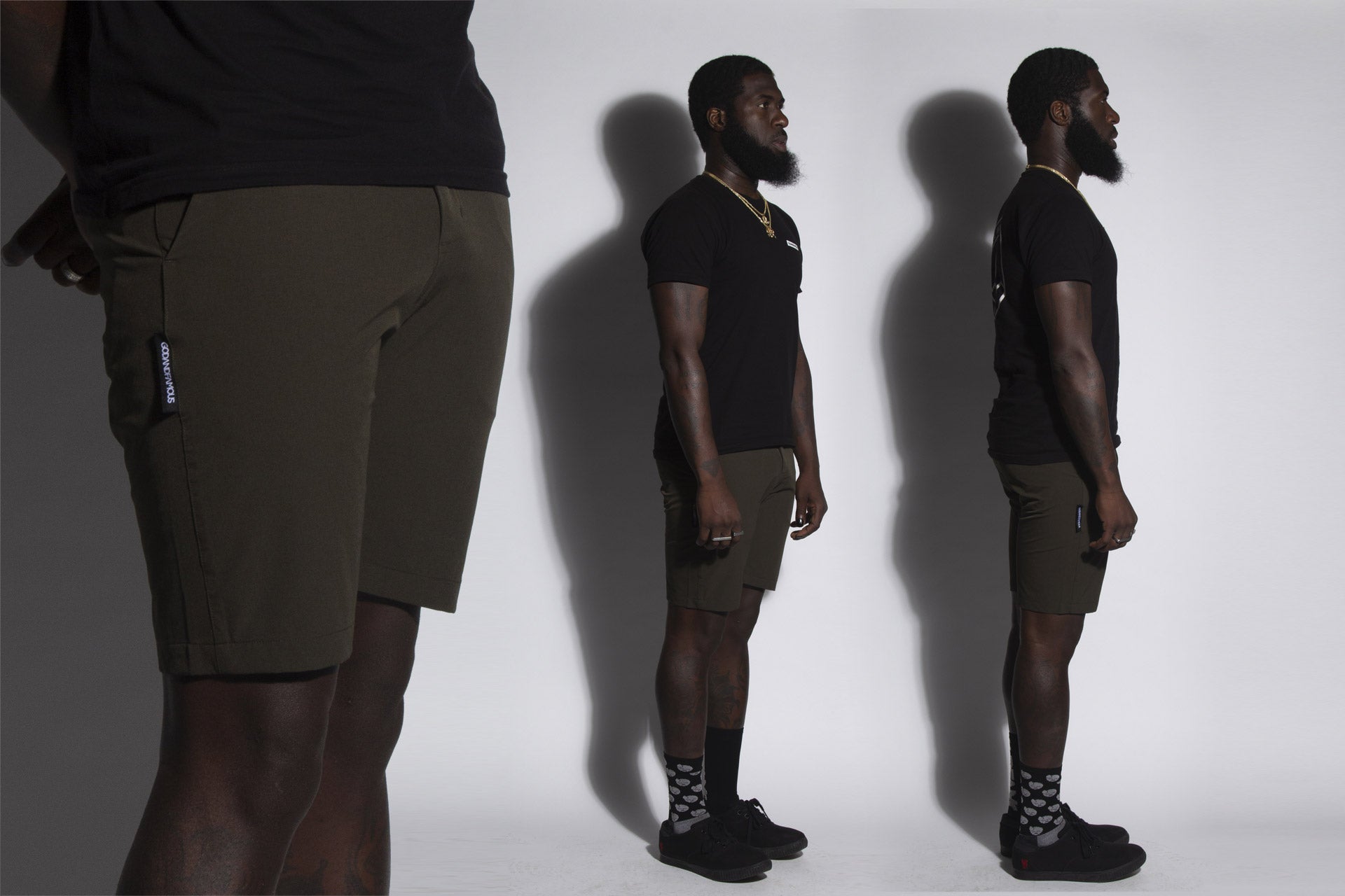 God and Famous Commuter Shorts Army Green