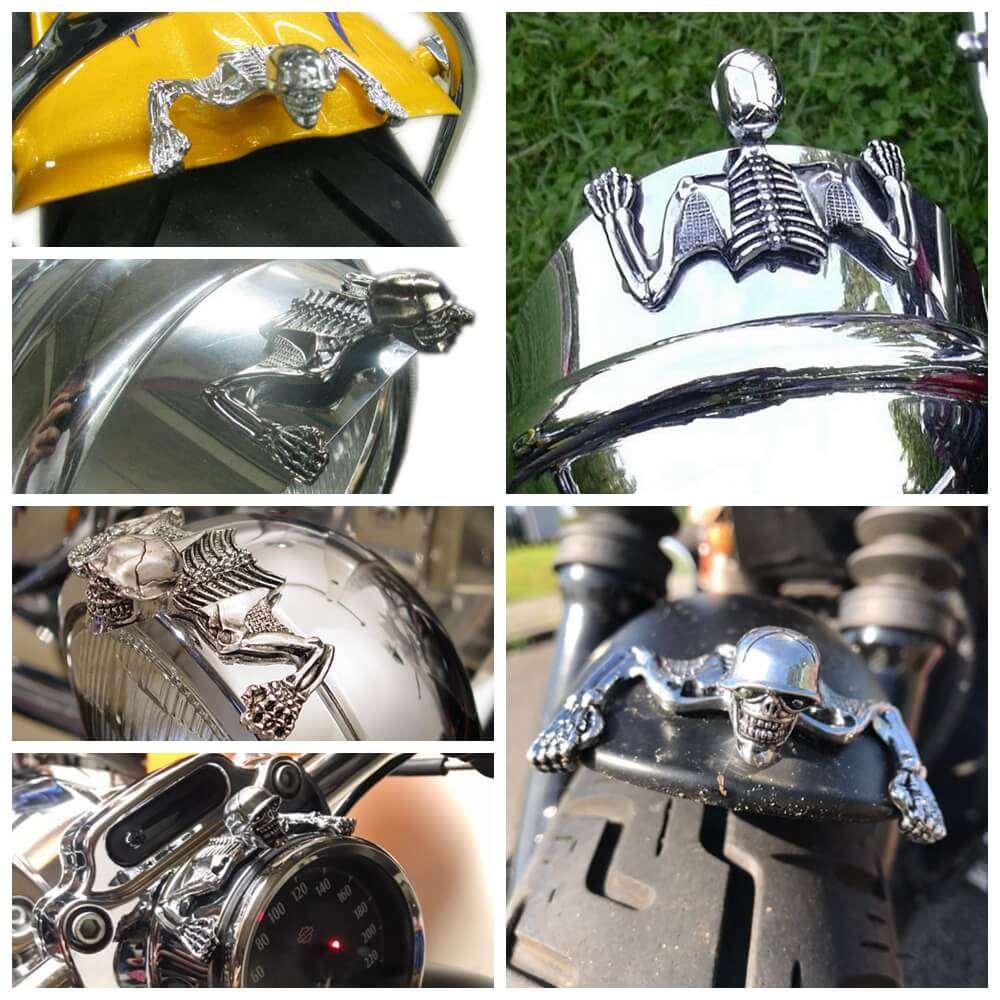 Small Chrome Headlight Visor Ornament Skull Skeleton ...