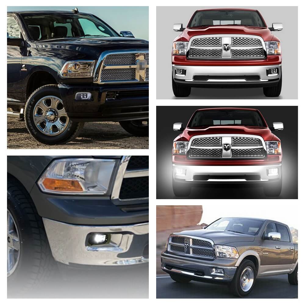Fits 09-12 Dodge Ram 1500// 2010-2018 2500 3500 Bumper Fog Lights w//Bracket Bulbs