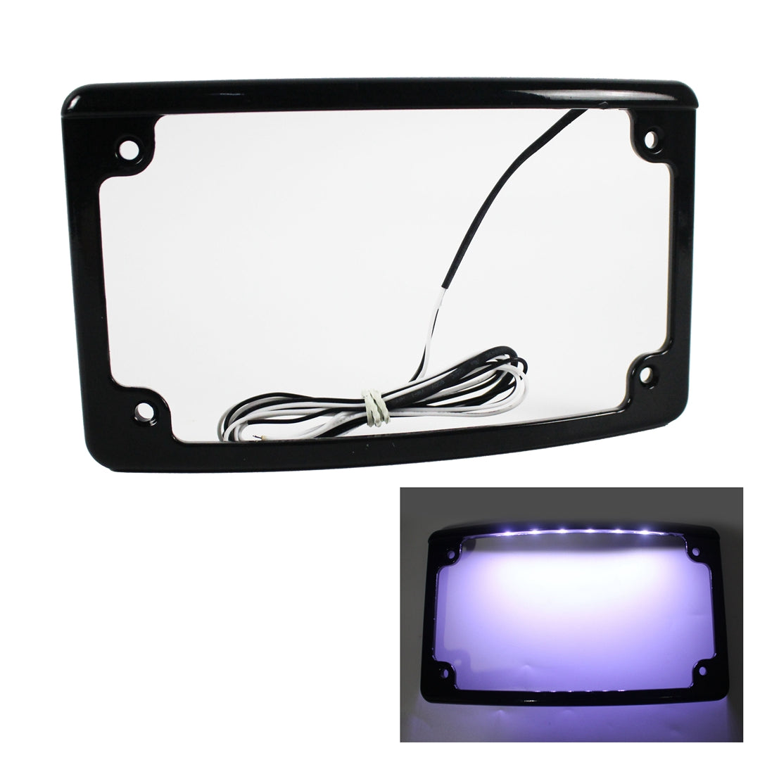 Black Radius 4 X 7 Curved Led Motorcycle License Plate Frame