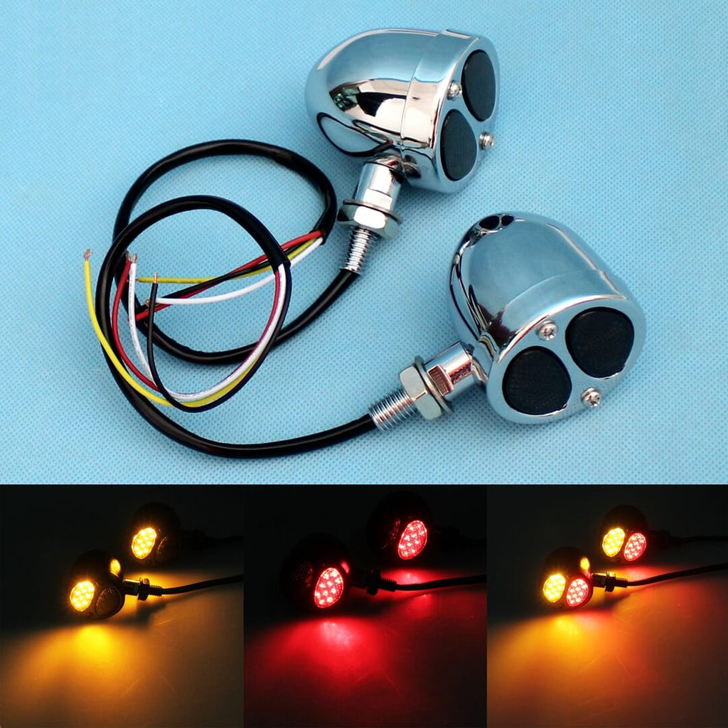 Motorcycle 3 in 1 LED Turn Signals w/ Brake Tail Light Blinkers – pazoma