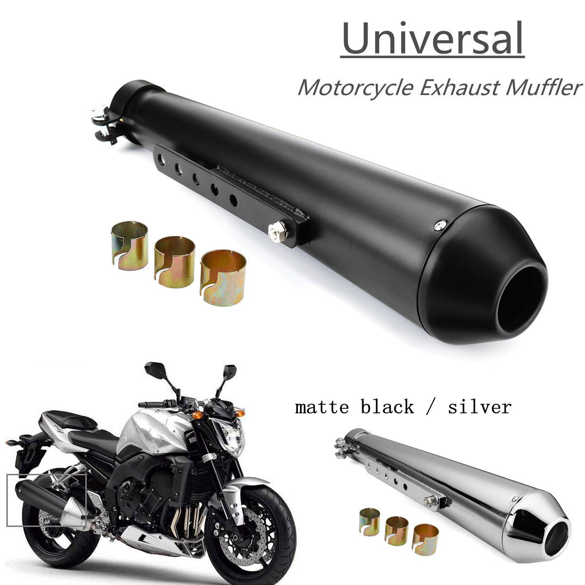Motorcycle Cafe Racer Exhaust Pipe Muffler Tail Tube Silencer with