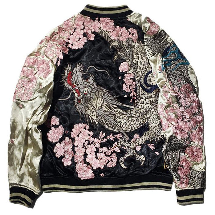 Japanese Dragon Ryu Cherrry Blossom Sukajan Souvenir Jacket