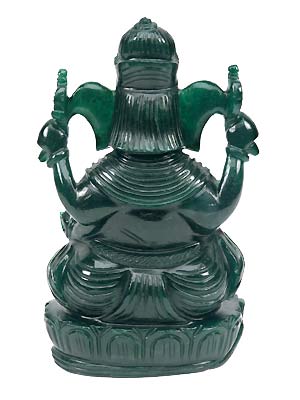 Royal Ganesh - Green Aventurine Statuette