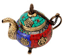 Tibetan Buddhist Kettle Decorated with Simulated Gemstones