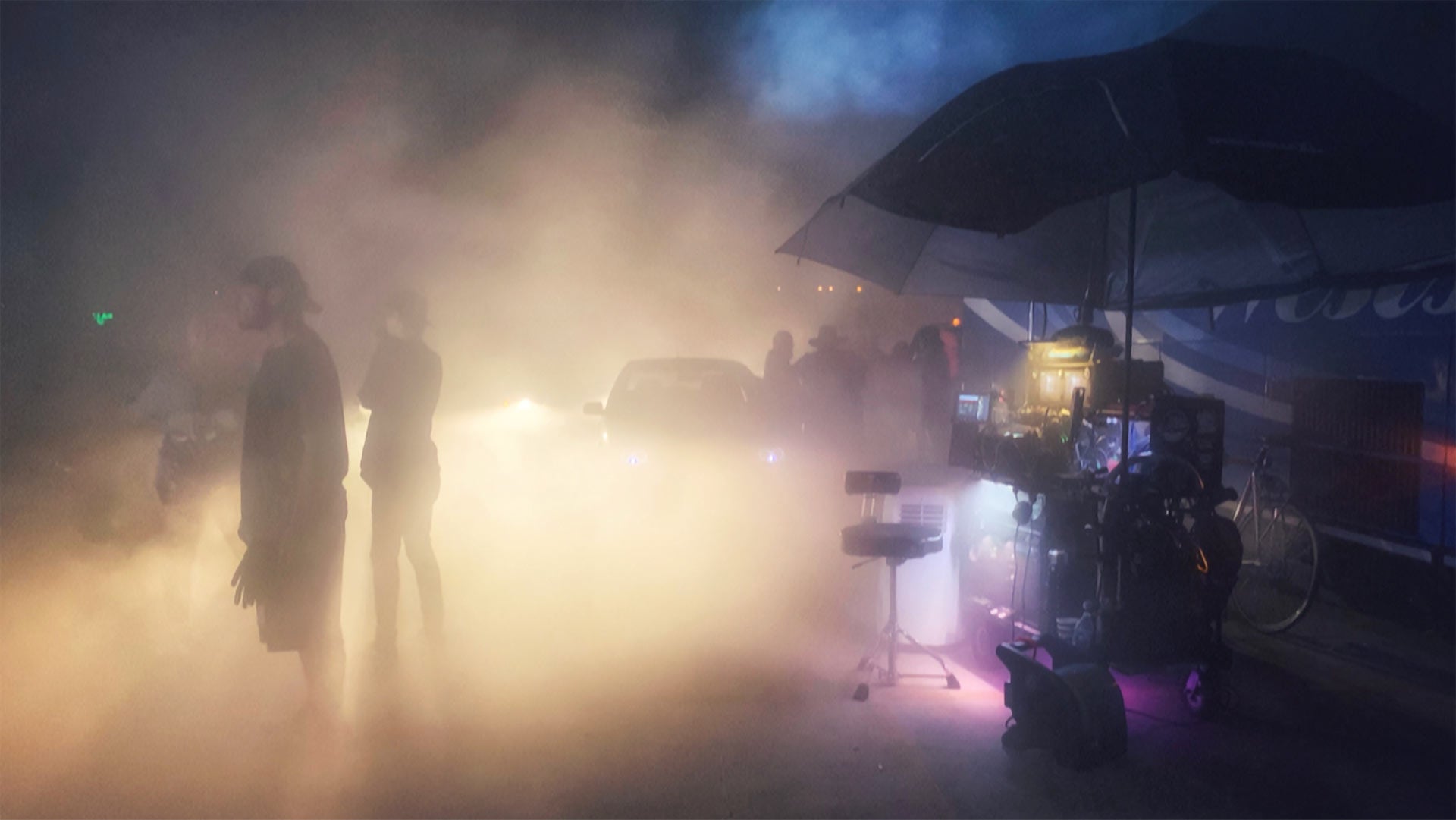 Smoke machines on the set of Bill & Ted Face the Music