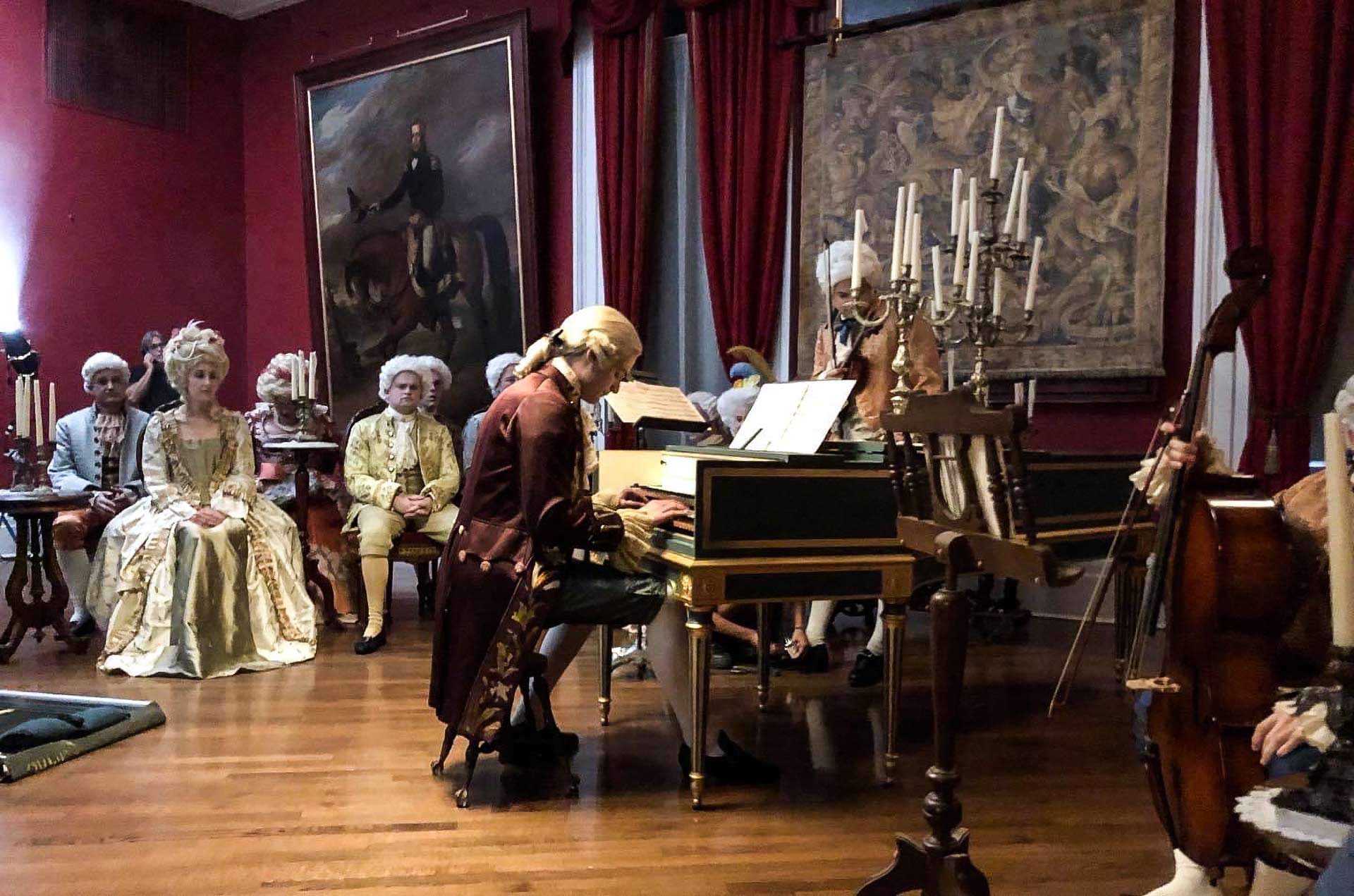 Mozart performing for an intimate audience just before being interrupted by Jimi Hendrix