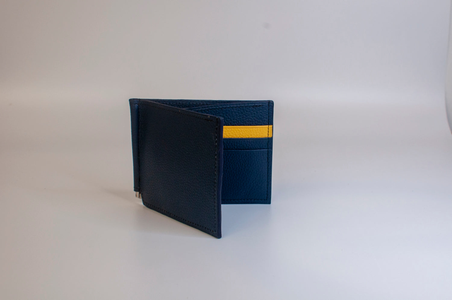 Money Clip Wallet - Navy Blue / Yellow | CRAFUNE