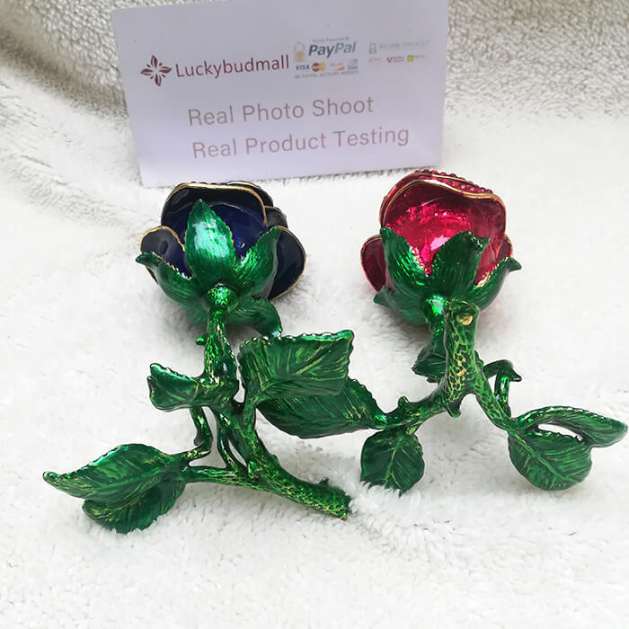 Metal Crystal Red Rose Jewelry Gift Box