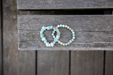 Two Amazonite Gemstone Bracelets