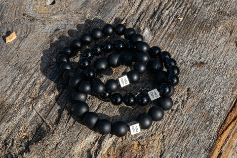 Pile of Black Onyx Bracelets.