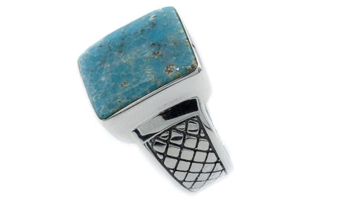 Sterling Silver Turquoise Gemstone Men's Ring