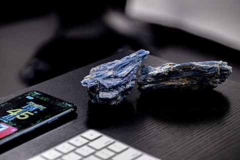 Kyanite Raw Stone On Desk