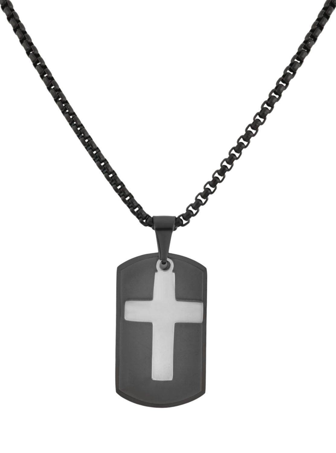 Dog Tag and Cross Pendant Necklace | PlayHardLookDope
