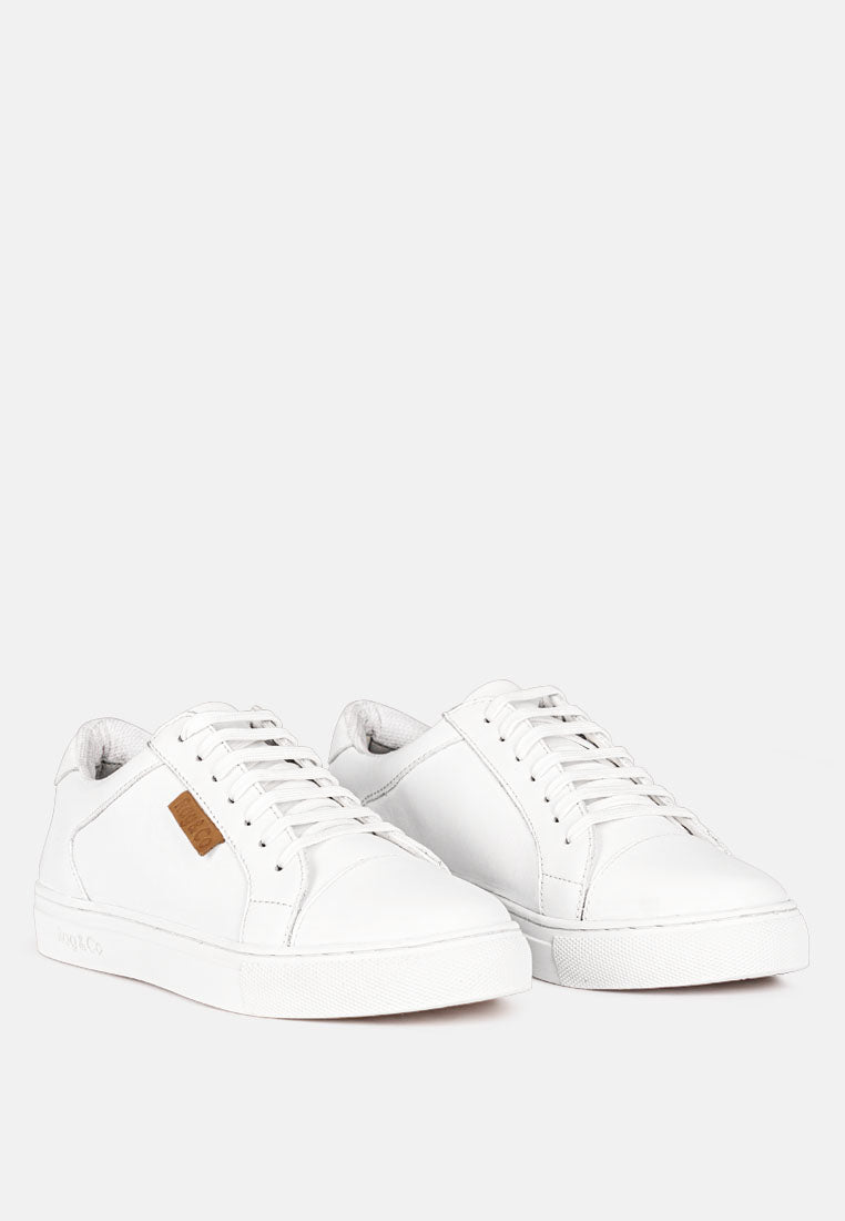 ASHFORD White Fine Leather Handcrafted Sneakers