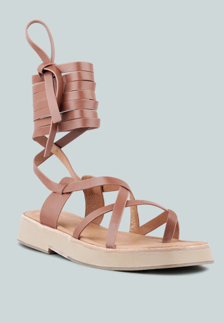 BLEDEL Lace Up Square Toe Gladiator Sandals