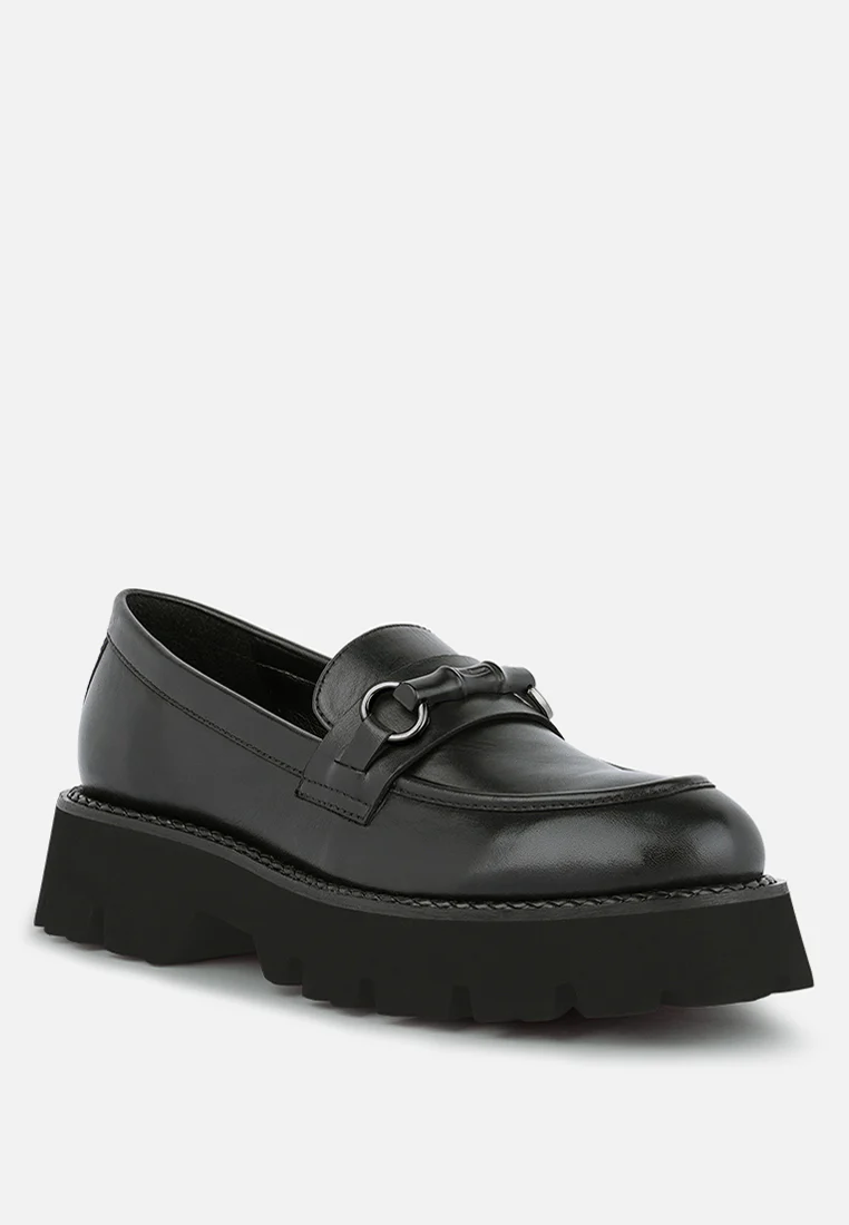 CHEVIOT Black Chunky Leather Loafers