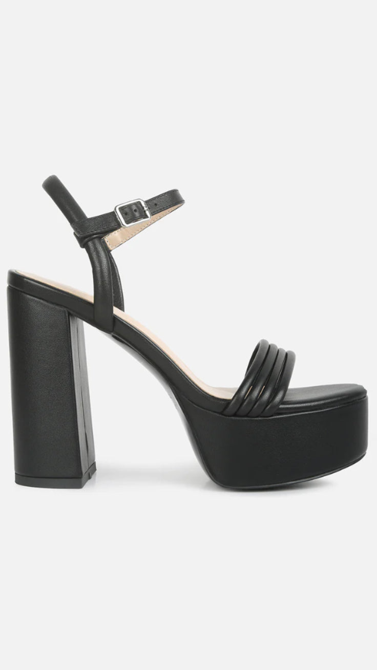 CRUELLA Black Block Heel Platform Sandals