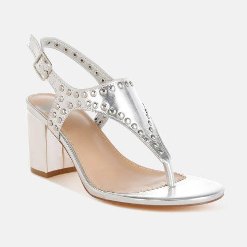 Chan Metallic Studded Statement Heels