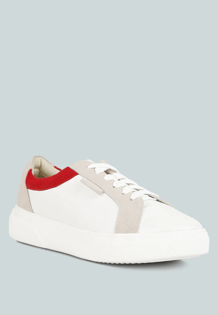 ENDLER Color Block Leather Sneakers In Red