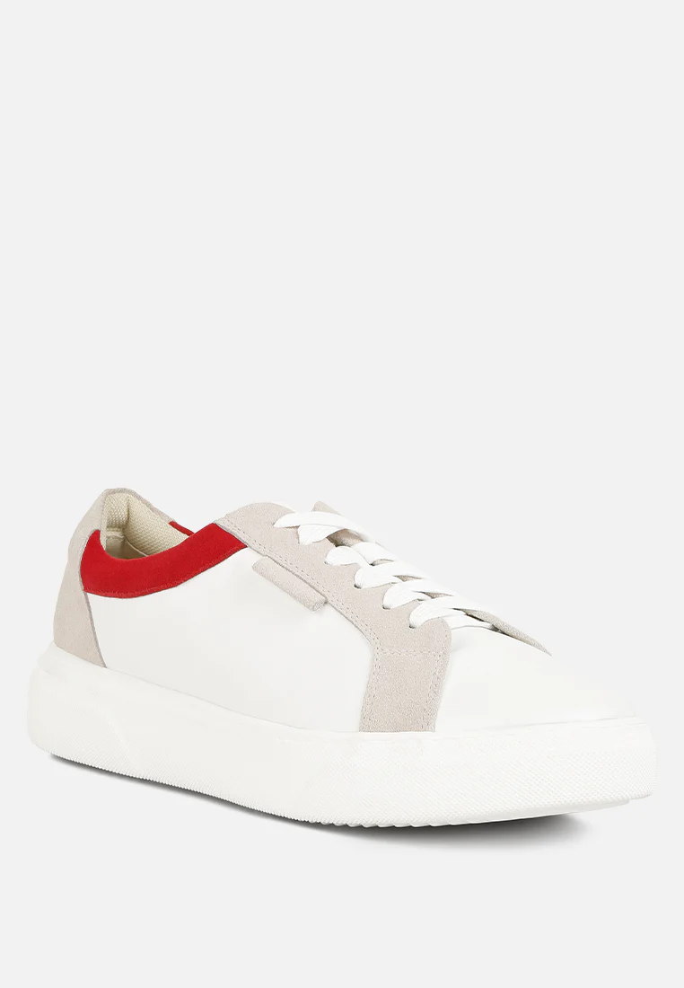 ENDLER Color Block Leather Sneakers In Red