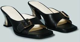 GOMEZ ART NOUVEAU LEATHER SLIP-ON SANDAL IN BLACK