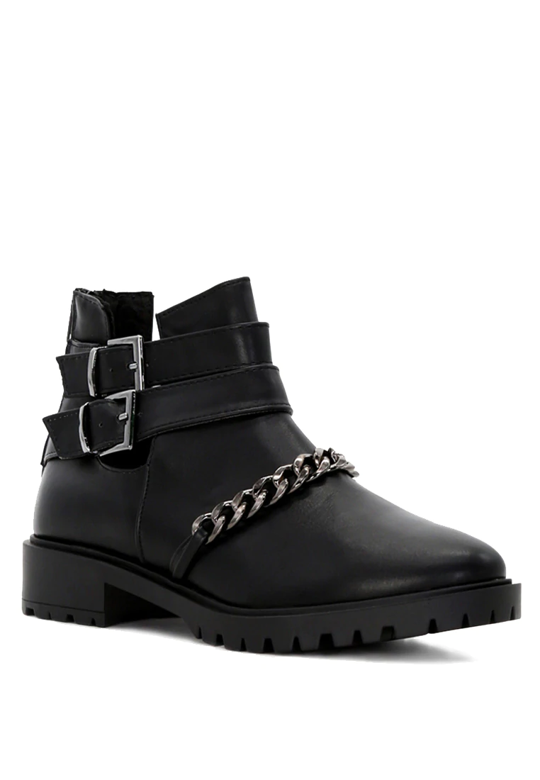 ISABELLE BLACK ANKLE-LENGTH BOOTS WITH BUCKLES