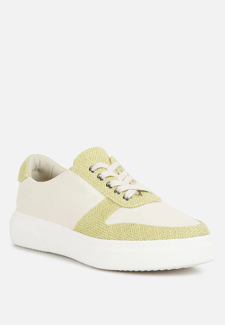 KJAER Dual Tone Leather Sneakers In Green