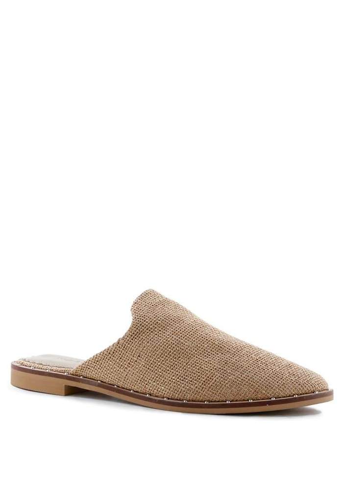 LIA CAMEL CANVAS MULES