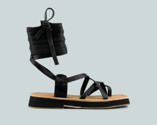 Lace Up Square Toe Gladiator Sandals