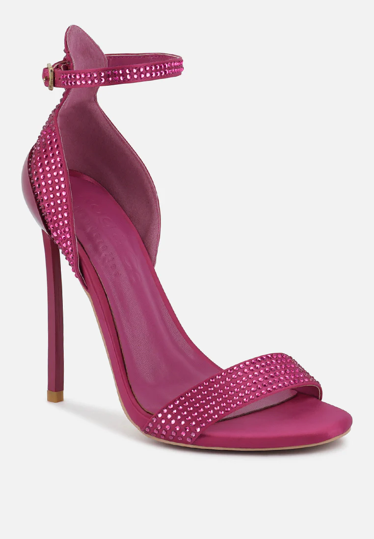 MAGNATE Fuchsia Rhinestone Embellished Stiletto Sandals