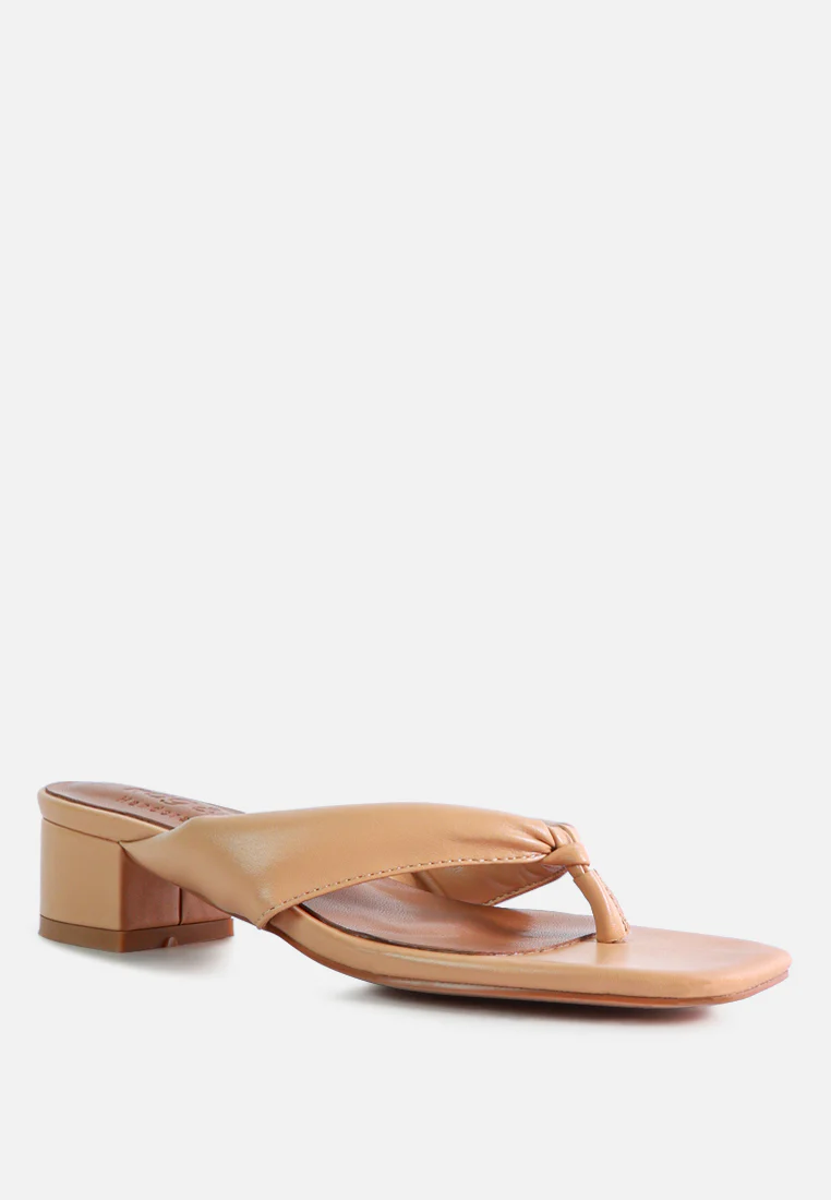 MEMESTAR Latte Low Heel Thong Sandals