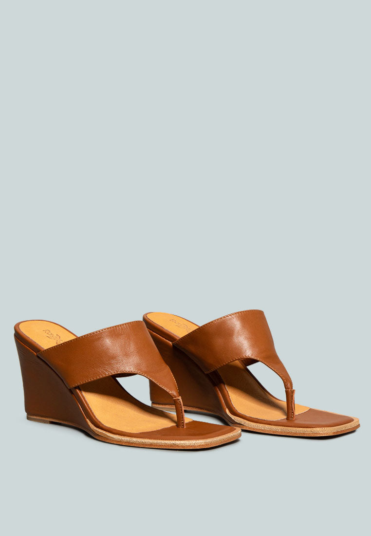 ONASSIS Tan Thong Wedge Sandals