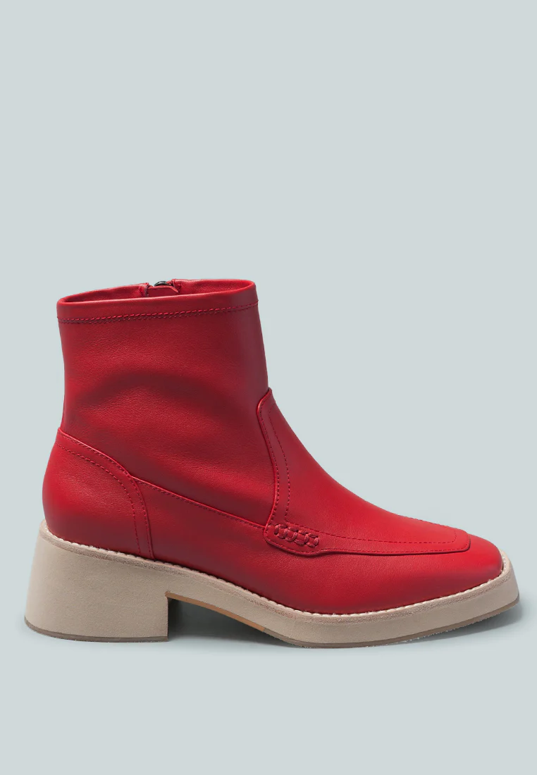 OXMAN Zip-Up Red Ankle Boot